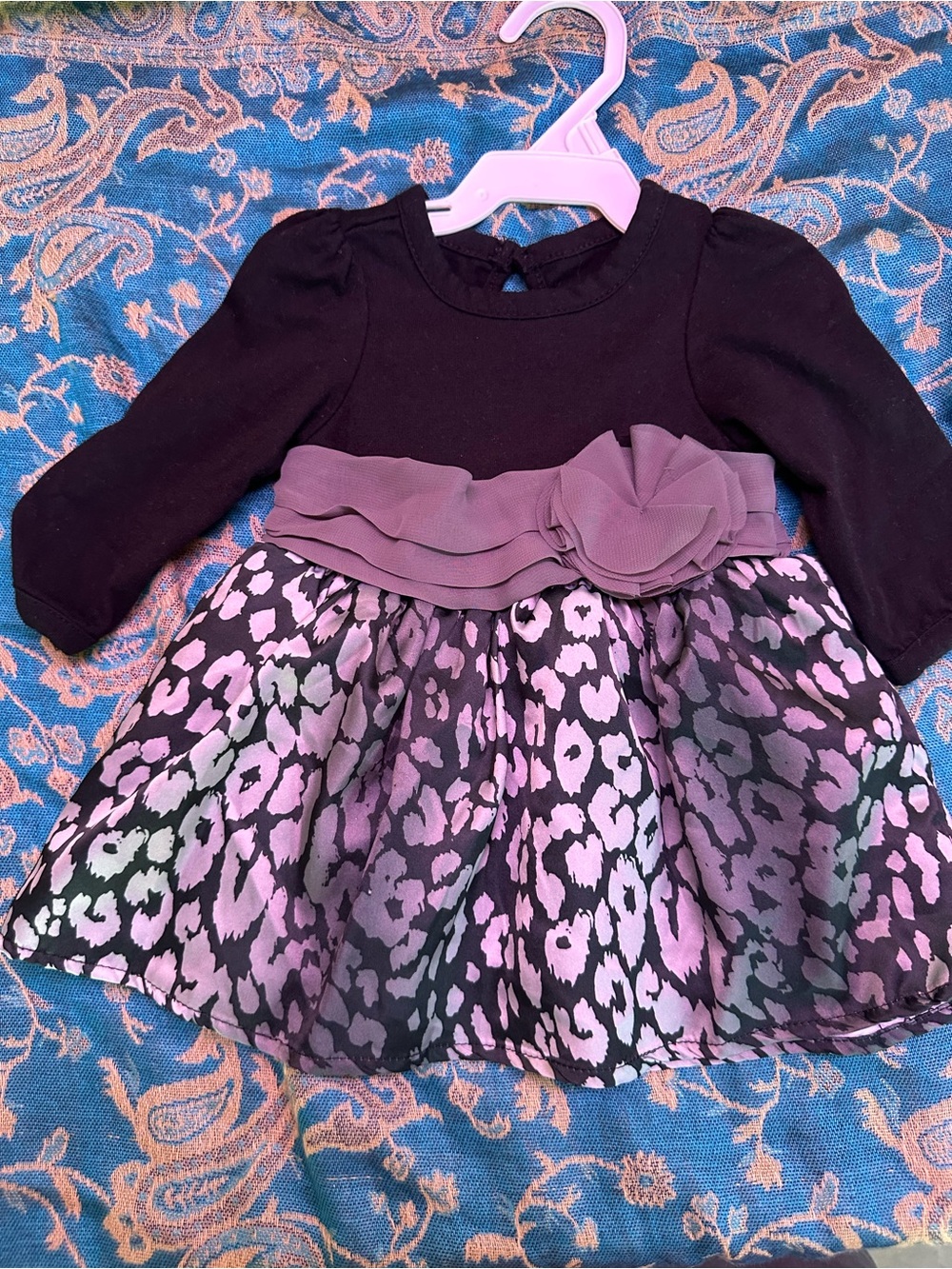 Cherokee Black and Lavender Floral Party Dress with Bow